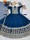 OC 196 Heavy Faux Georgette With Embroidery Siqunce Work Gown With Dupatta Bulk Orders In India